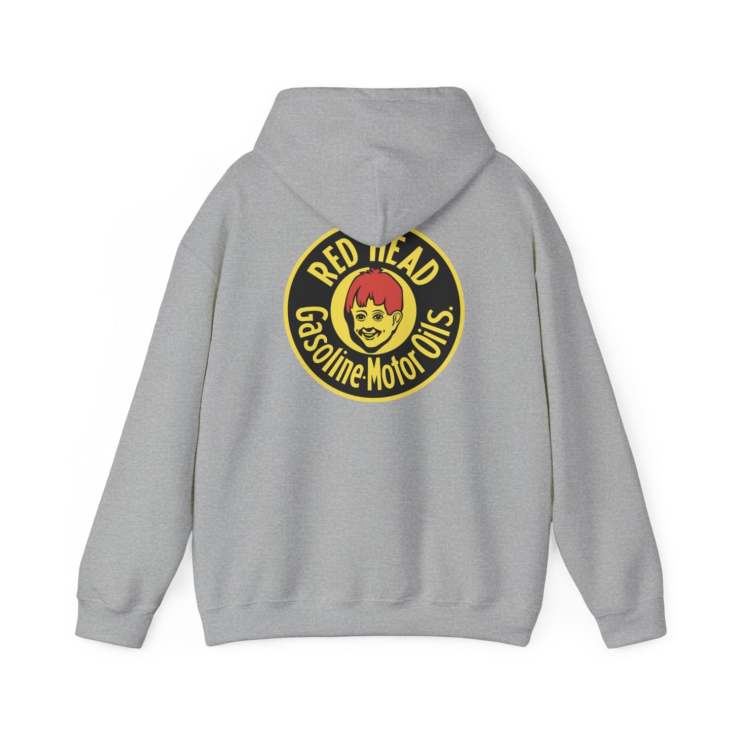 Red Head Gasoline Logo Hoodie — Vintage Automotive Graphic Sweatshirt
