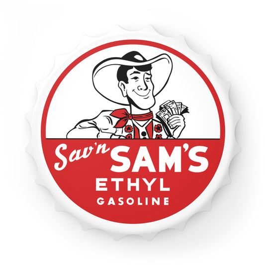 Sam's Ethyl bottle opener — vintage petroliana gift — The Faded Label Co.