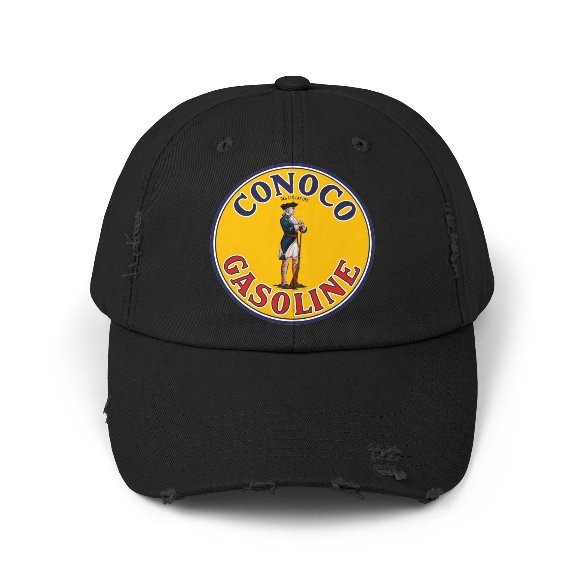 Conoco Minute Man distressed cap black — vintage petroliana hat — The Faded Label Co.