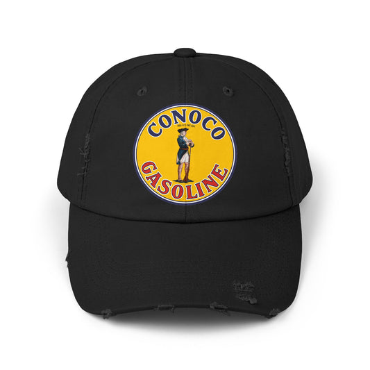 Conoco Minute Man distressed cap black — vintage petroliana hat — The Faded Label Co.