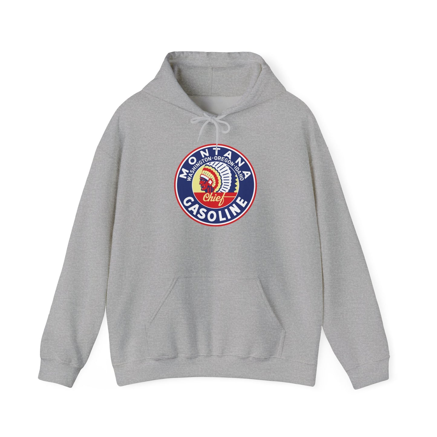 Montana Chief Gasoline Hoodie — Retro Logo Vintage Gas Station Pullover