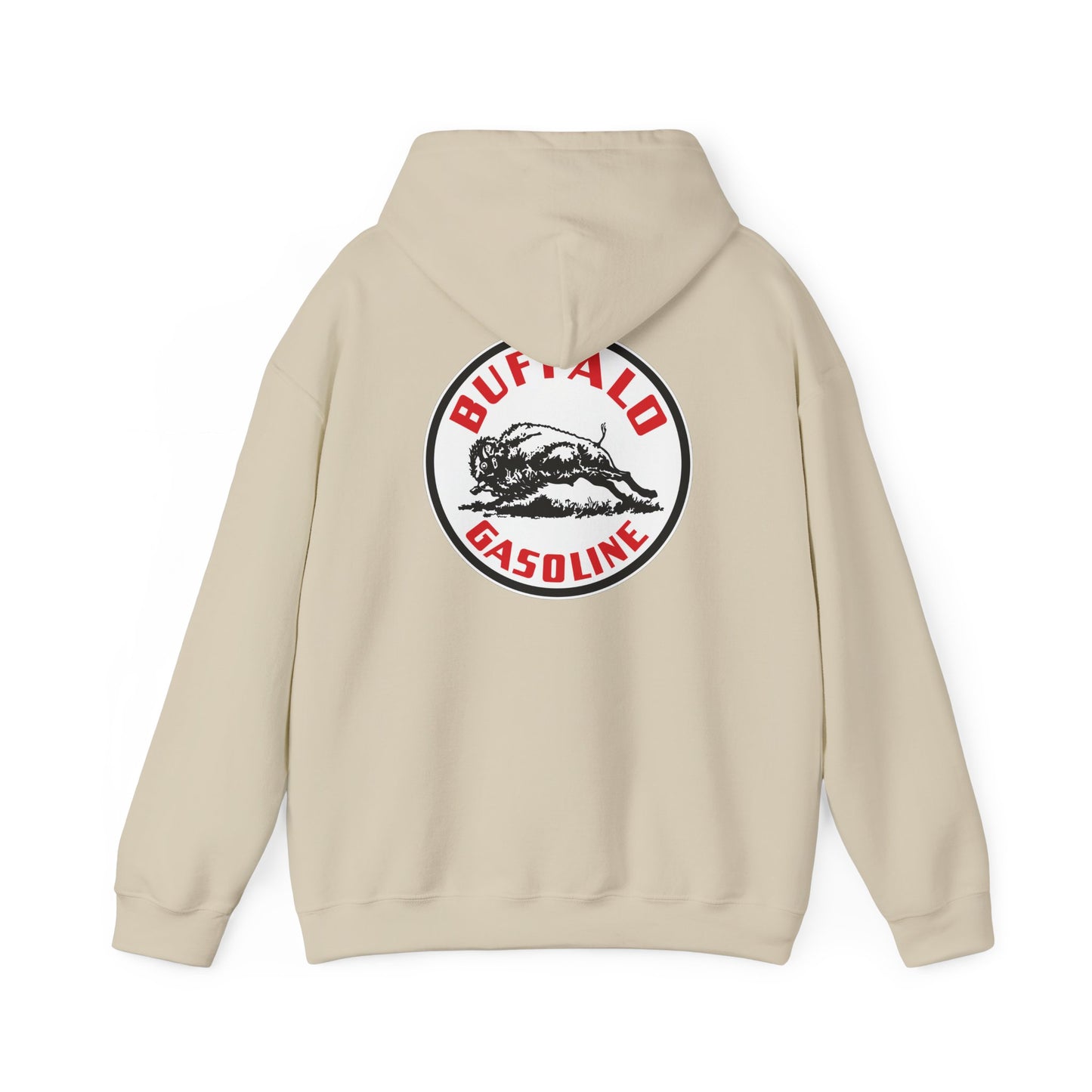 Buffalo Gasoline Retro Logo Hoodie — Vintage Bison Fuel Graphic Sweatshirt