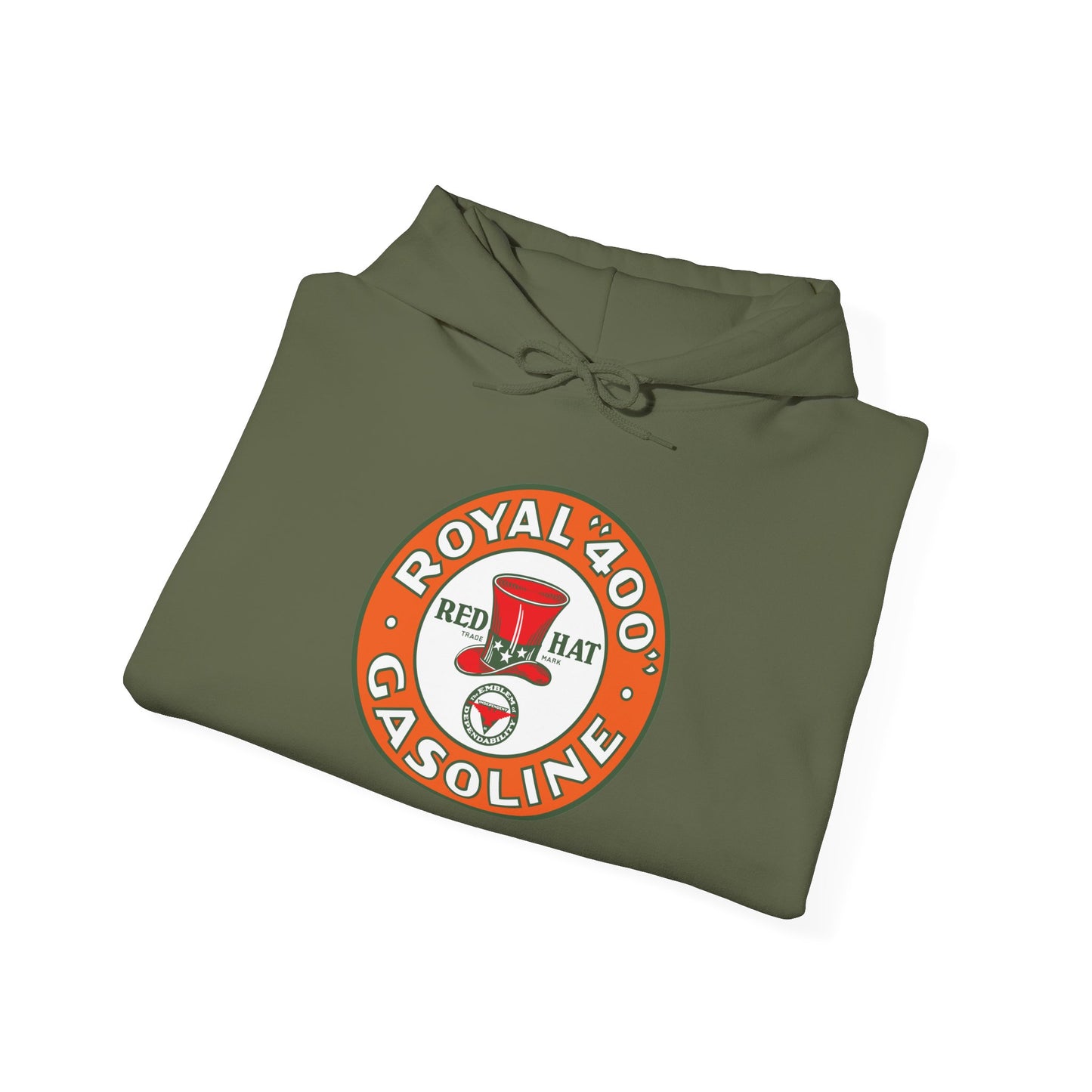 Royal 400 Red Hat Gasoline Hoodie — Vintage Petroliana | The Faded Label Co.