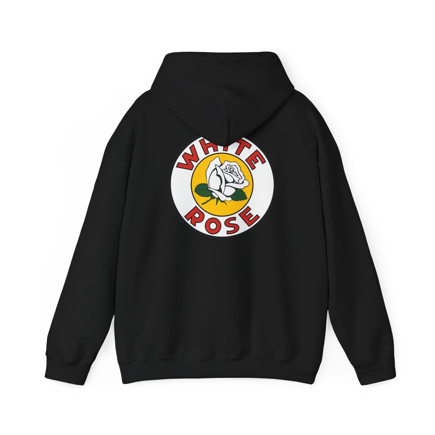 White Rose Logo Hoodie — Vintage Floral Graphic Pullover
