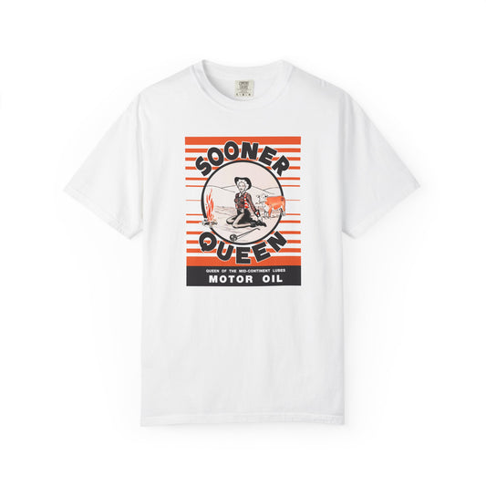 Sooner Queen Motor Oil t-shirt — vintage Oklahoma petroliana art — The Faded Label Co.