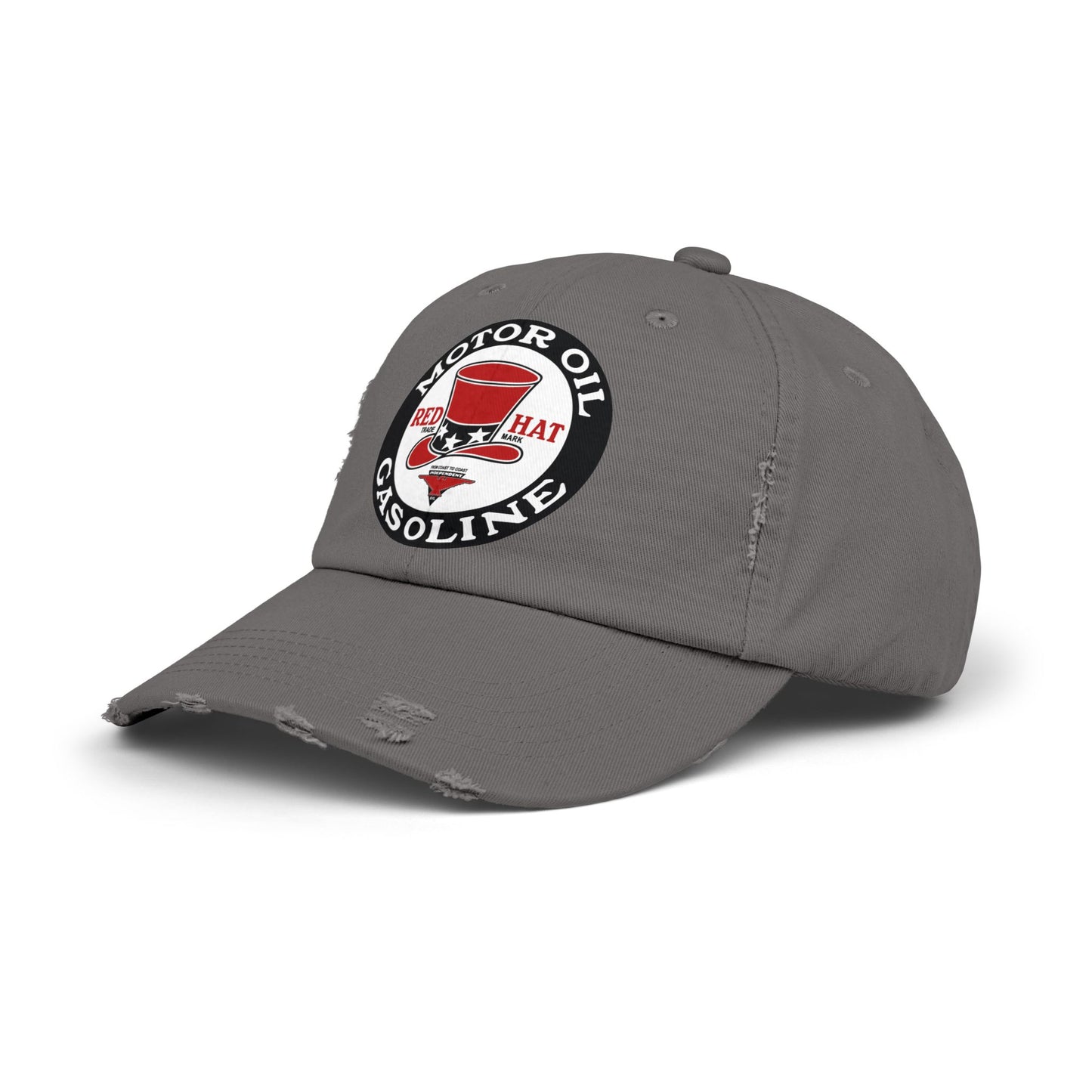 Red Hat Motor Oil & Gasoline Distressed Cap — Vintage Rare Petroliana Hat | The Faded Label Co.