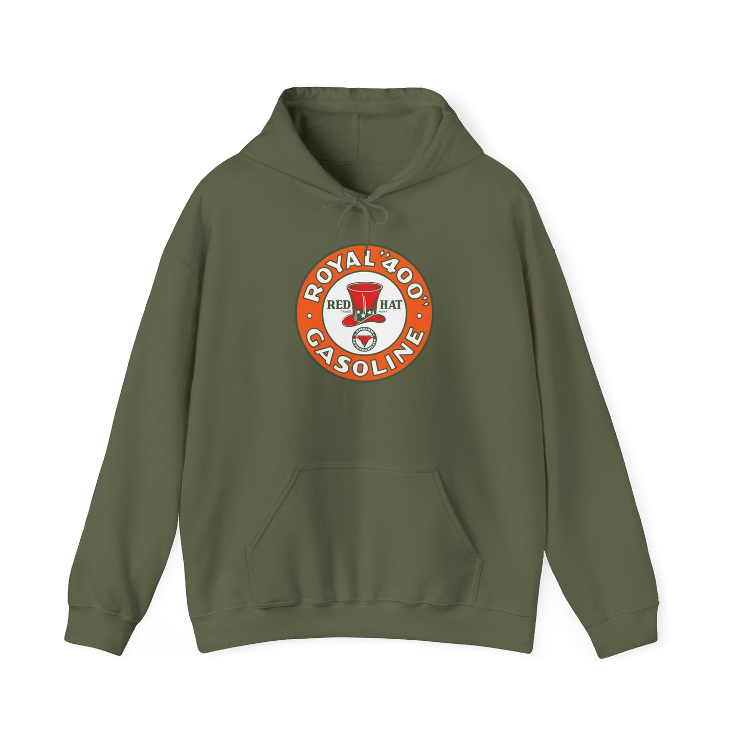 Royal 400 Red Hat Gasoline Hoodie — Vintage Petroliana | The Faded Label Co.