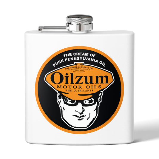 Oilzum flask orange — vintage petroliana gift — The Faded Label Co.