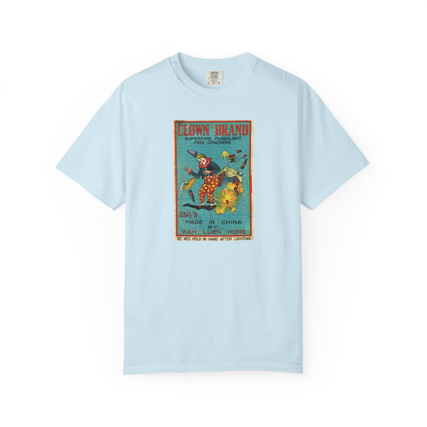 Clown Brand Firecrackers t-shirt Chambray — vintage patriotic Americana graphic tee — The Faded Label Co.