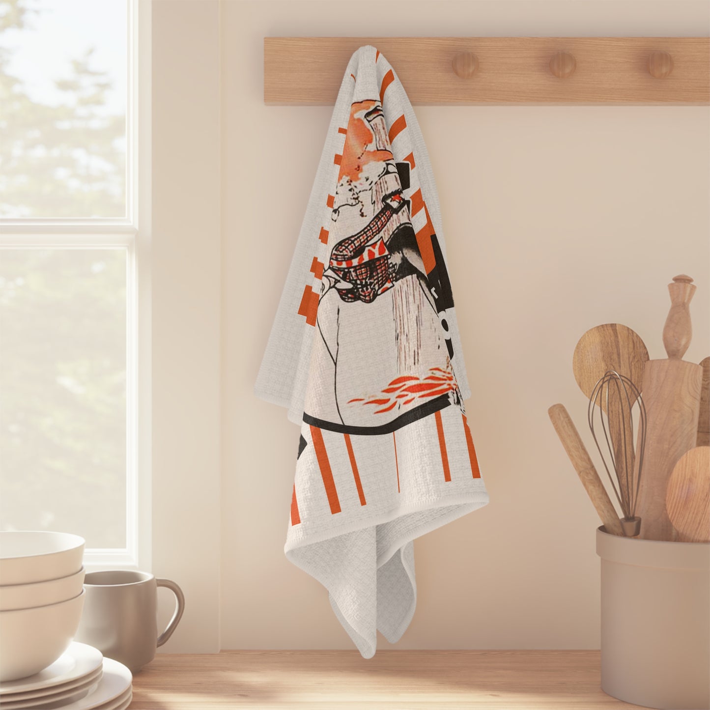 Sooner Queen Motor Oil Kitchen Tea Towel — Vintage Cowgirl Retro Gas & Oil Design