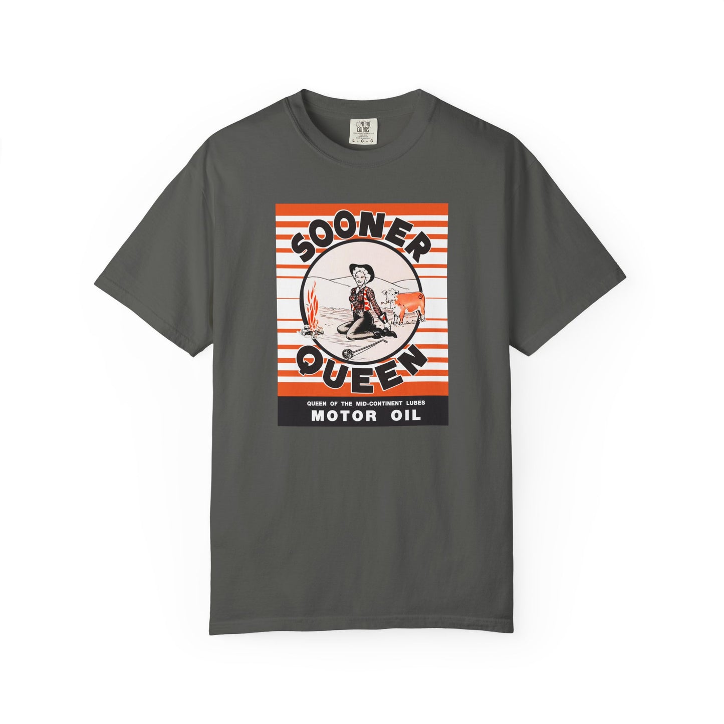 Sooner Queen Motor Oil Graphic T-Shirt comfort colors 1717