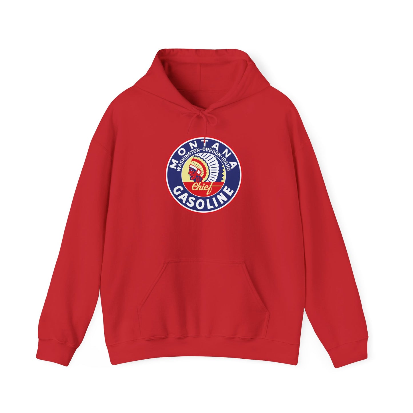 Montana Chief Gasoline Hoodie — Retro Logo Vintage Gas Station Pullover
