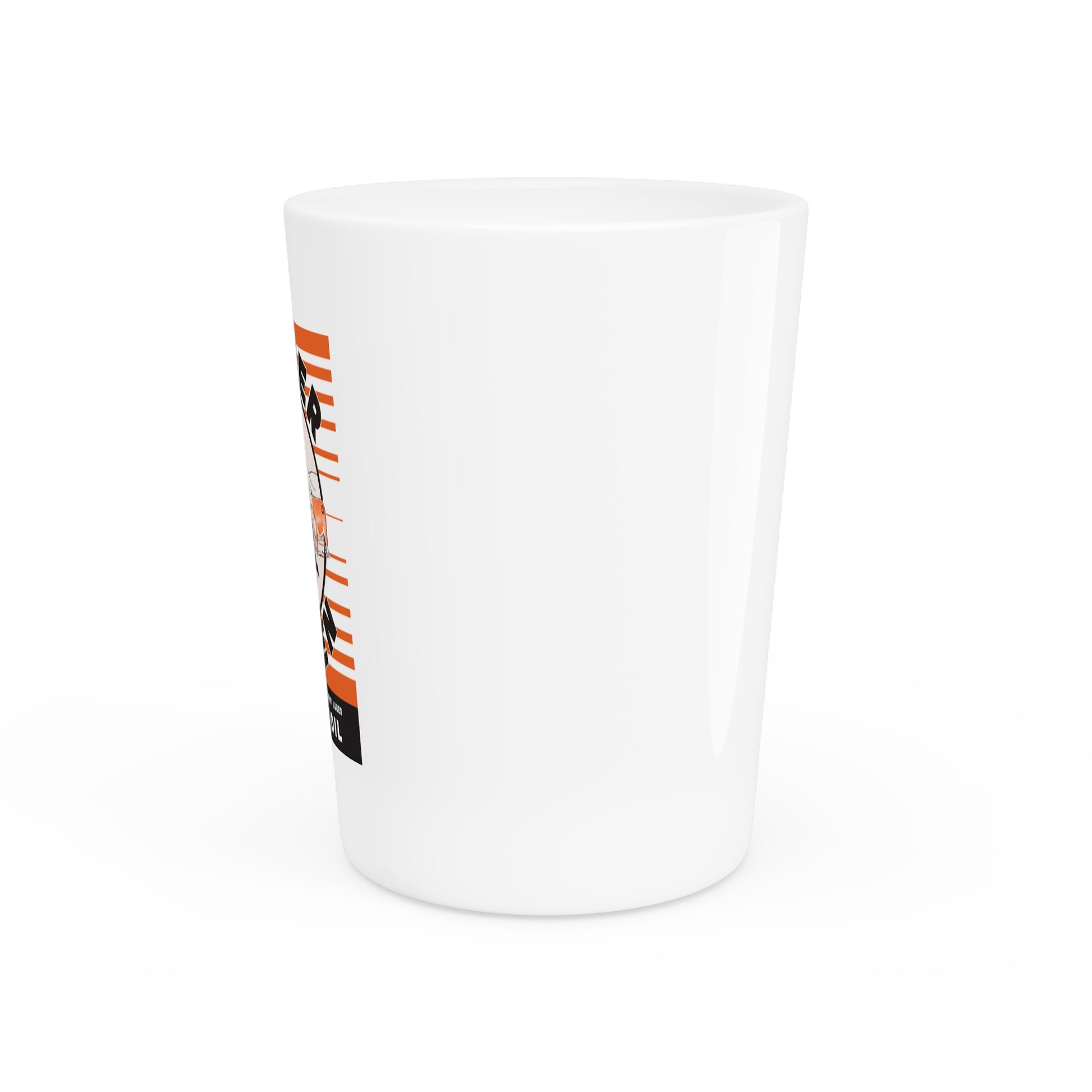 Sooner Queen Motor Oil shot glass lifestyle — vintage Oklahoma petroliana barware — The Faded Label Co.