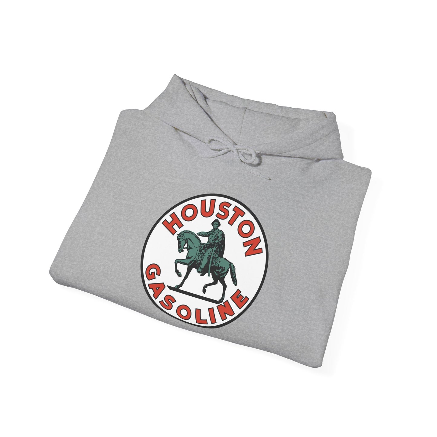 Houston Gasoline Logo Hoodie — Vintage Equestrian Gas Station Crewneck