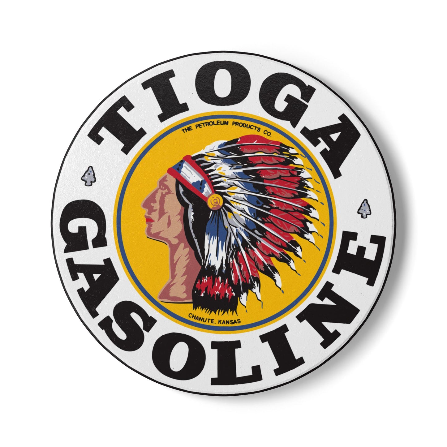 Tioga Gasoline Ceramic Coaster — Vintage Petroliana Gift | The Faded Label Co.