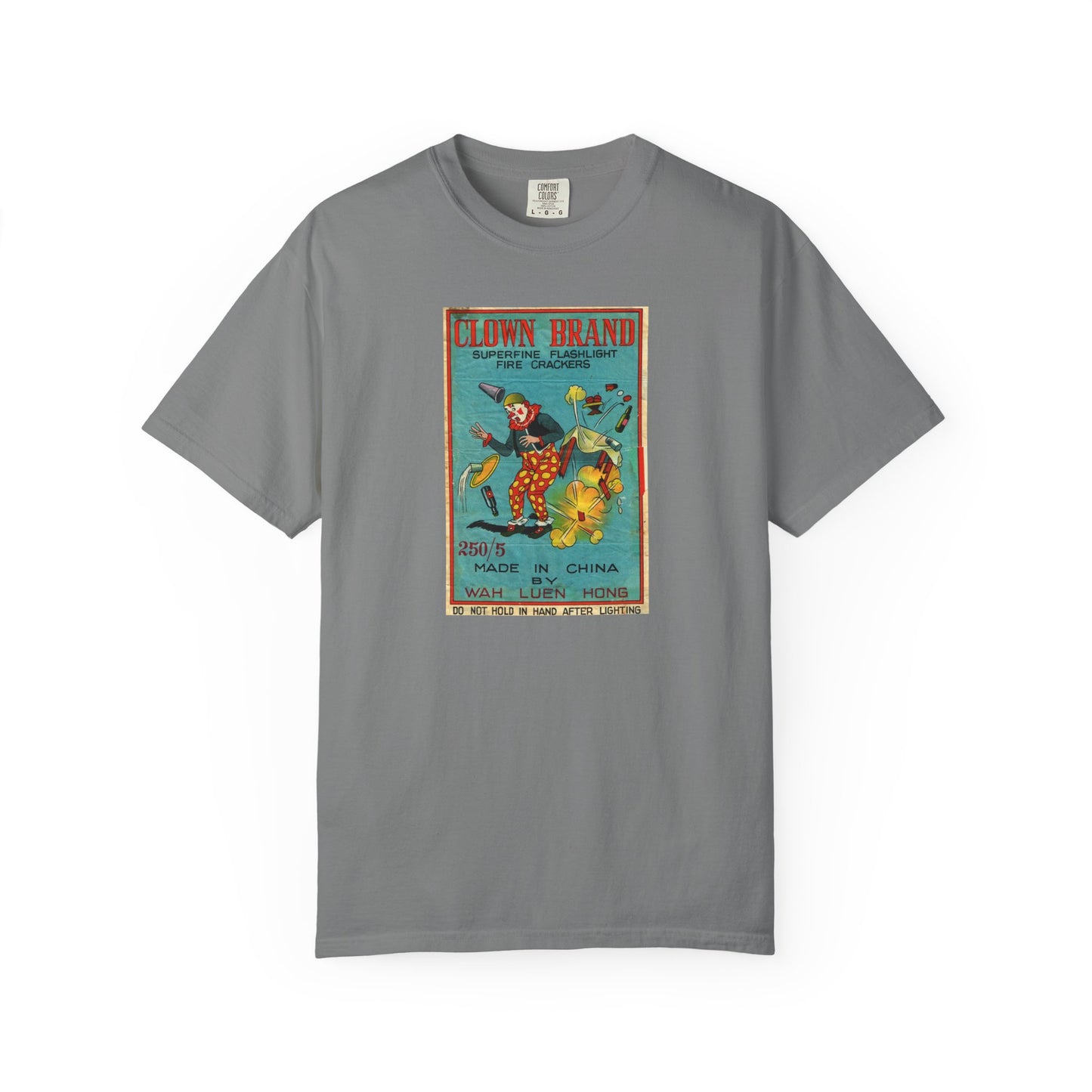 Clown Brand Firecrackers t-shirt Blue Jean — America's 250th vintage fireworks tee — The Faded Label Co.
