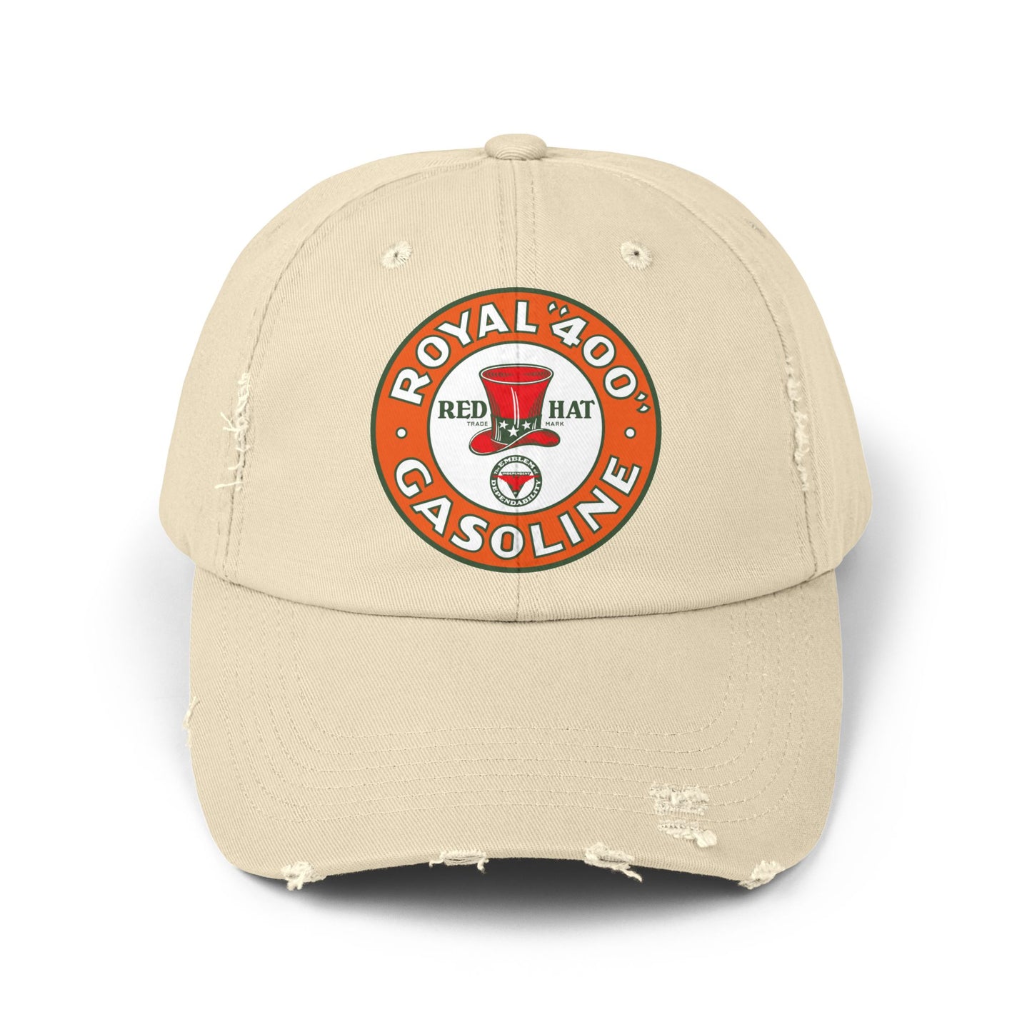 Red Hat Royal 400 Gasoline Distressed Cap — Vintage Rare Petroliana Hat | The Faded Label Co.