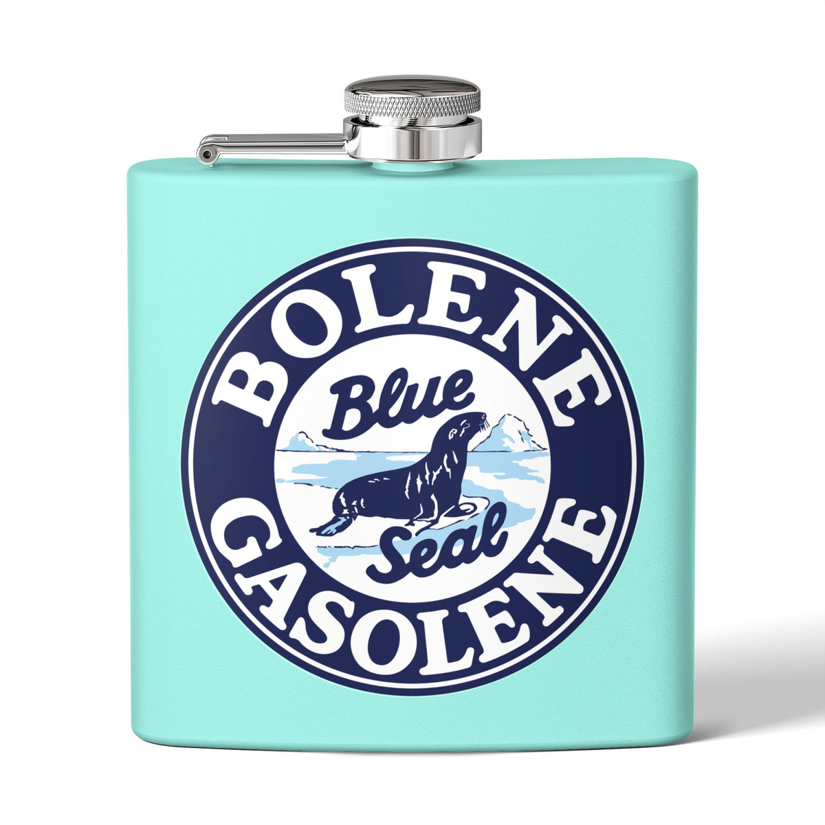 Bolene Blue Seal Gasolene Flask — Vintage Petroliana Gift | The Faded Label Co.