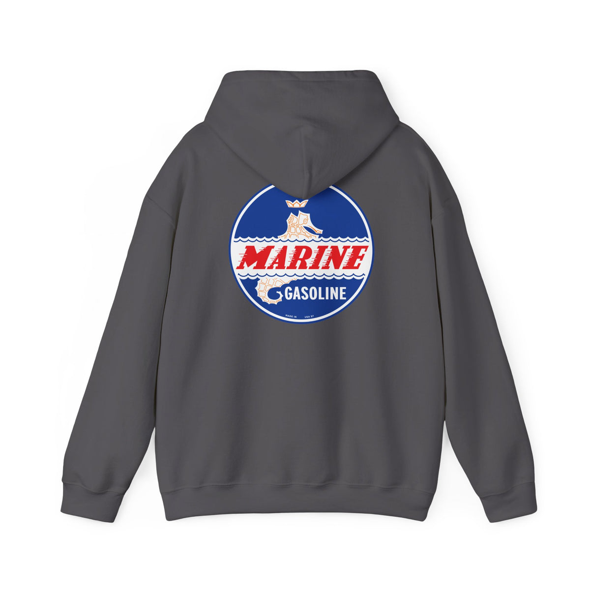 Marine Gasoline Hoodie — Vintage Seahorse Petroliana | The Faded Label Co.