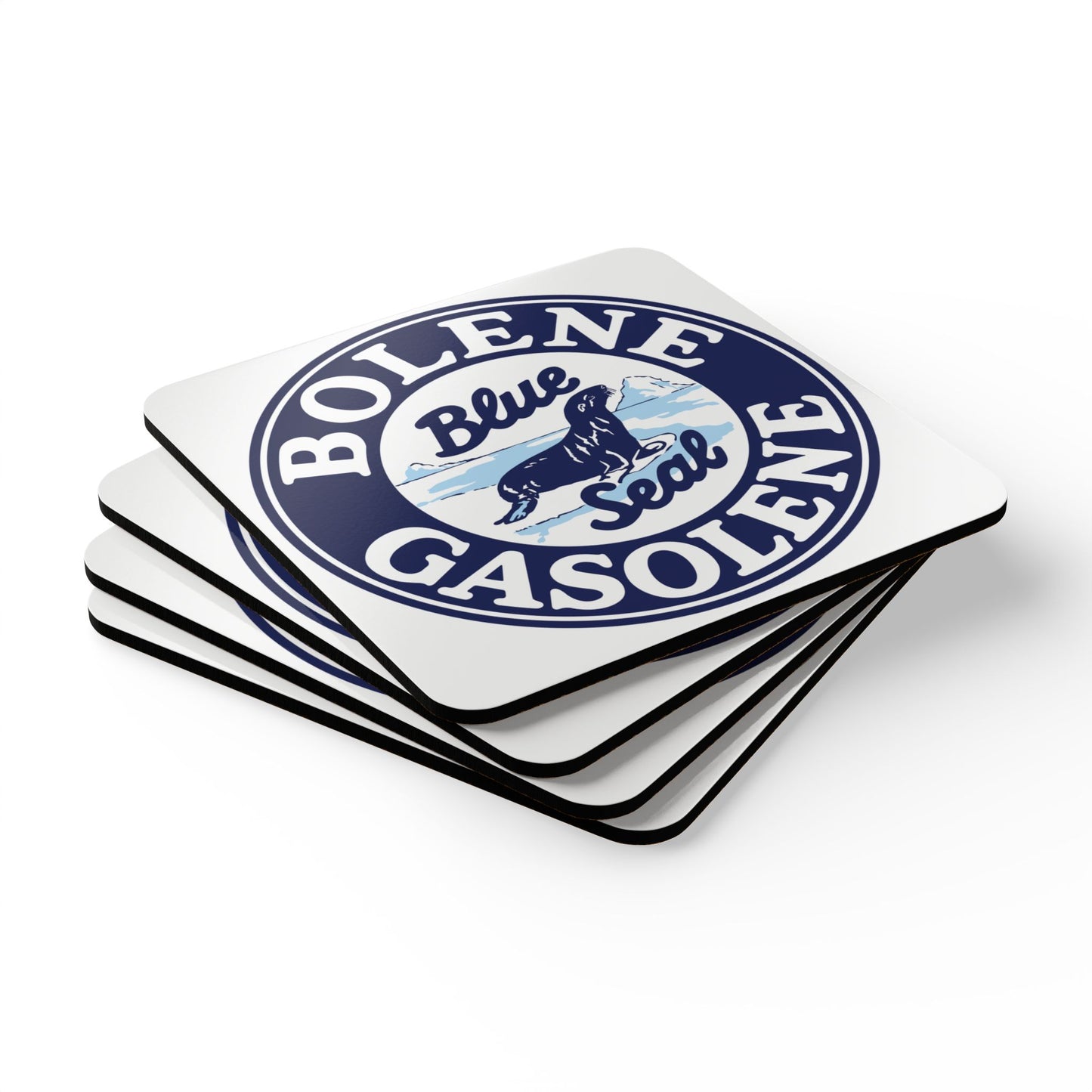 Bolene Blue Seal Gasolene Coaster Set — Vintage Petroliana Gift | The Faded Label Co.