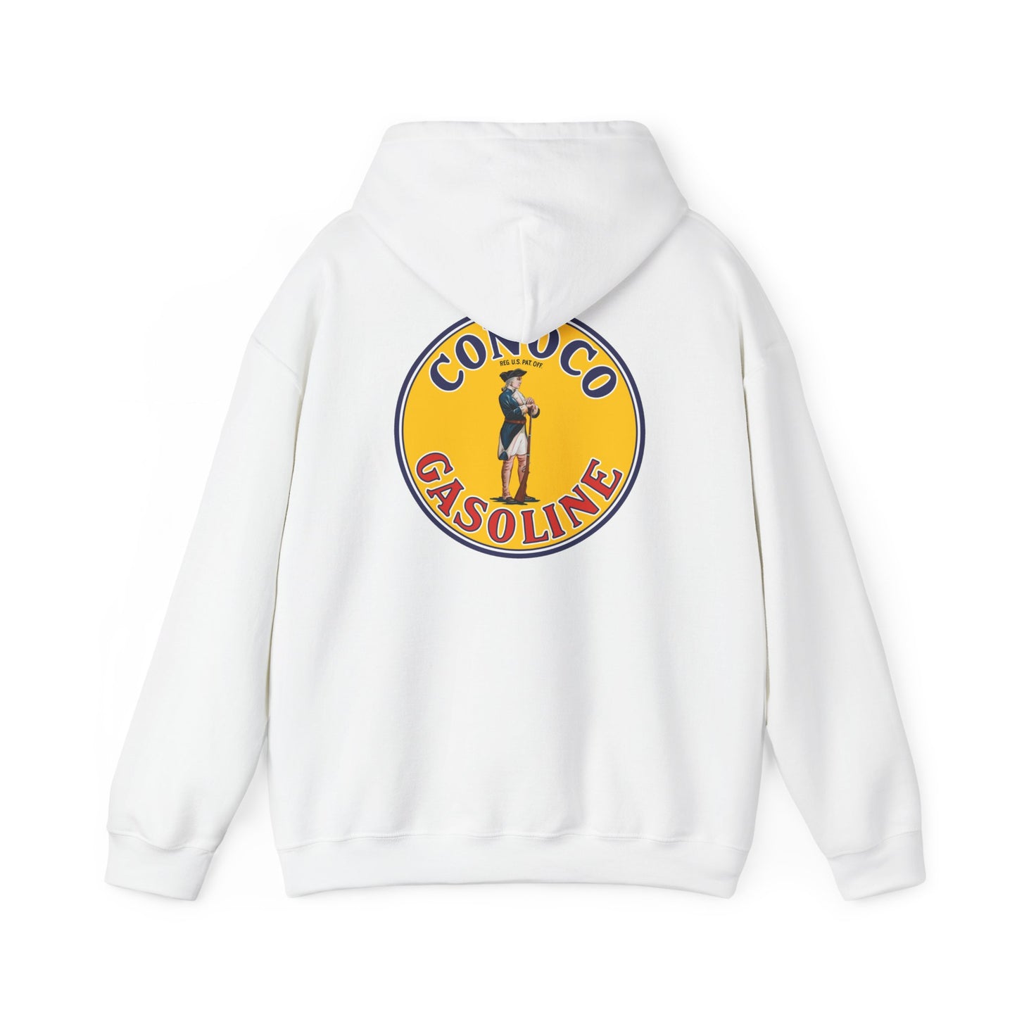 Conoco minuteman Gasoline Vintage Logo Hoodie — Retro Petrol Brand Pullover