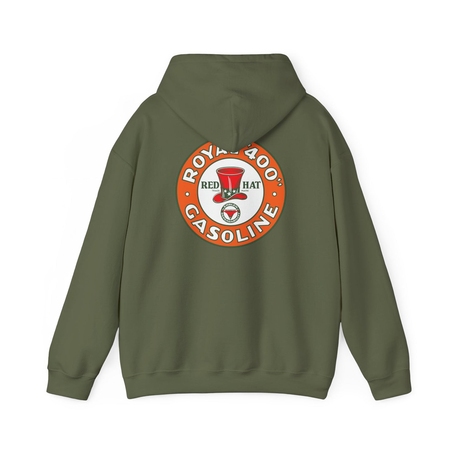 Royal 400 Red Hat Gasoline Hoodie — Vintage Petroliana | The Faded Label Co.