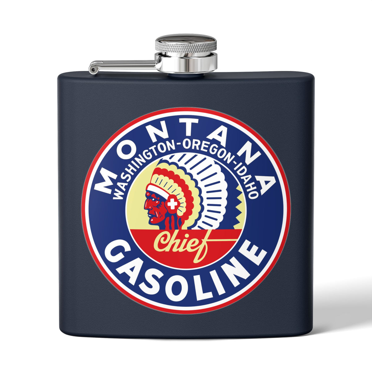 Montana Chief Gasoline Flask — Vintage Inland Empire Petroliana Gift | The Faded Label Co.