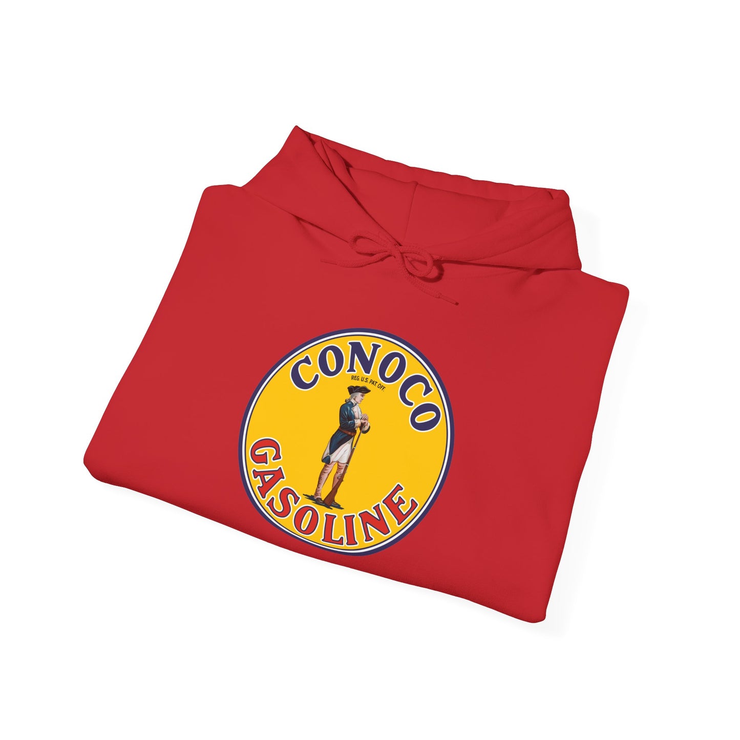 Conoco minuteman Gasoline Vintage Logo Hoodie — Retro Petrol Brand Pullover