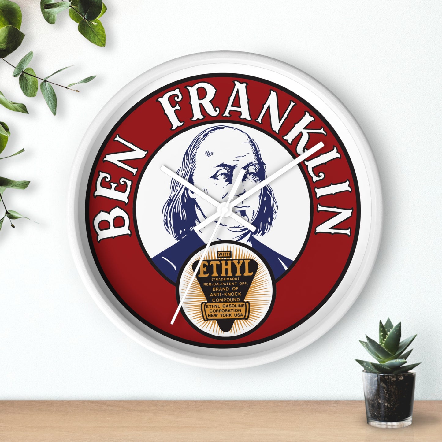 Ben Franklin Wall Clock – Vintage Patriotic Portrait Clock with Ethyl Seal