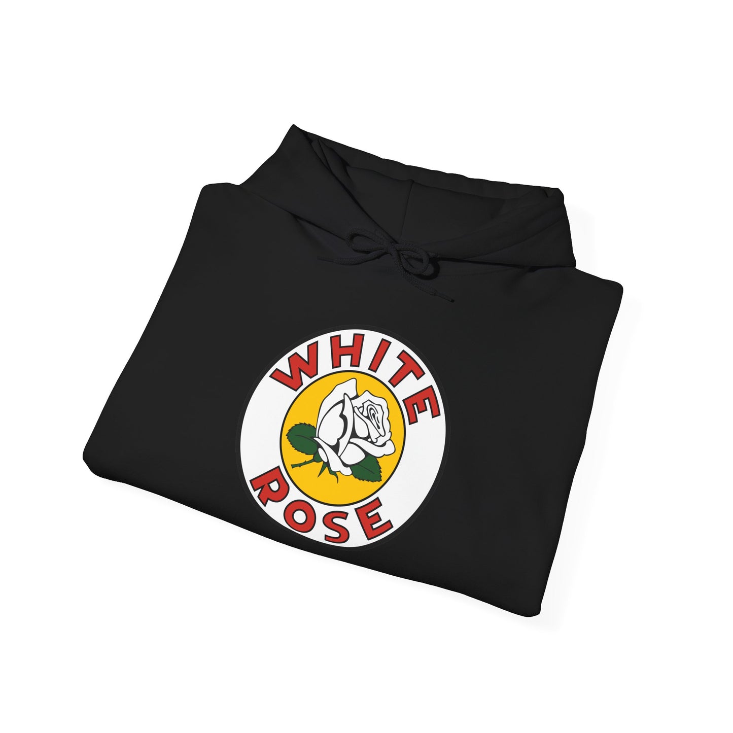 White Rose Logo Hoodie — Vintage Floral Graphic Pullover