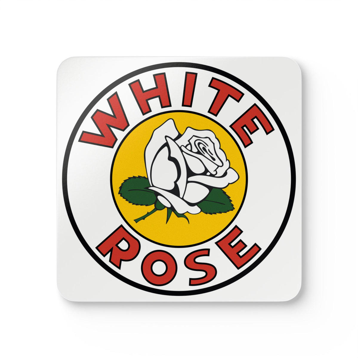 White Rose Gasoline coaster set — vintage petroliana gift — The Faded Label Co.