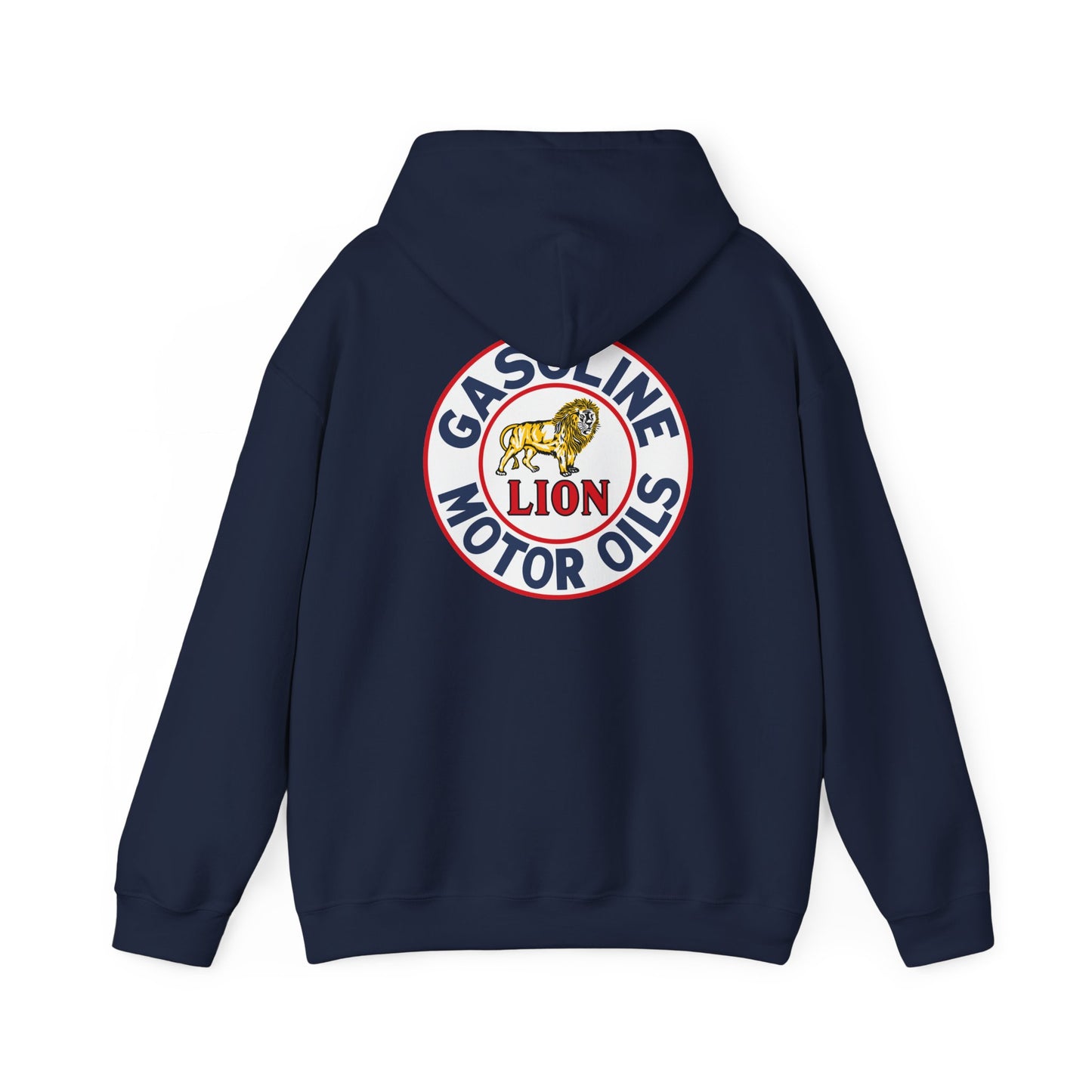 Gasoline Lion Motor Oils Hoodie — Vintage Racing Logo Pullover