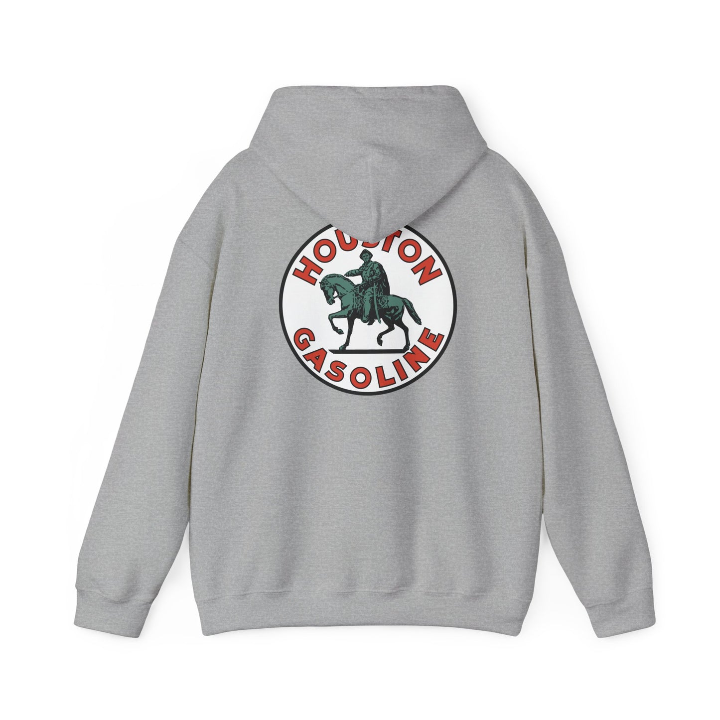 Houston Gasoline Logo Hoodie — Vintage Equestrian Gas Station Crewneck
