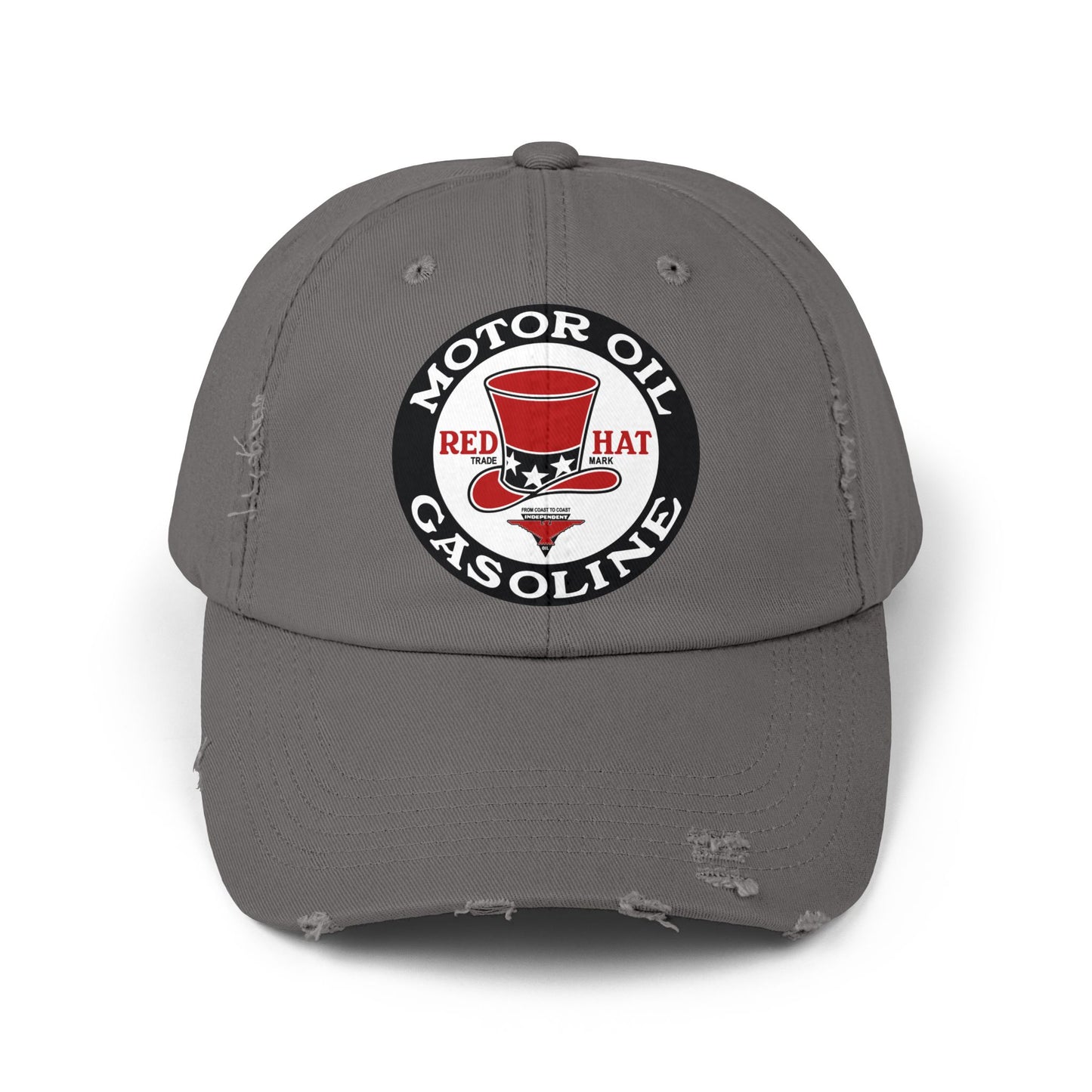 Red Hat Motor Oil & Gasoline Distressed Cap — Vintage Rare Petroliana Hat | The Faded Label Co.