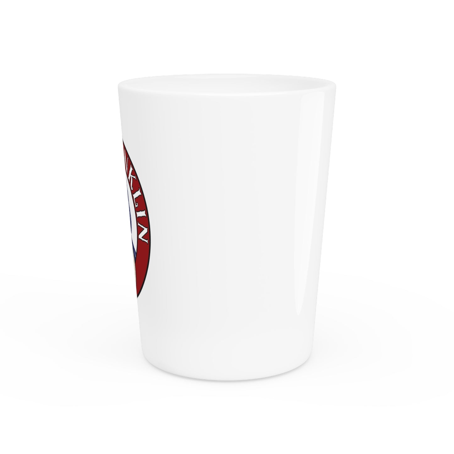 Ben Franklin Gasoline shot glass lifestyle — vintage petroliana barware — The Faded Label Co.