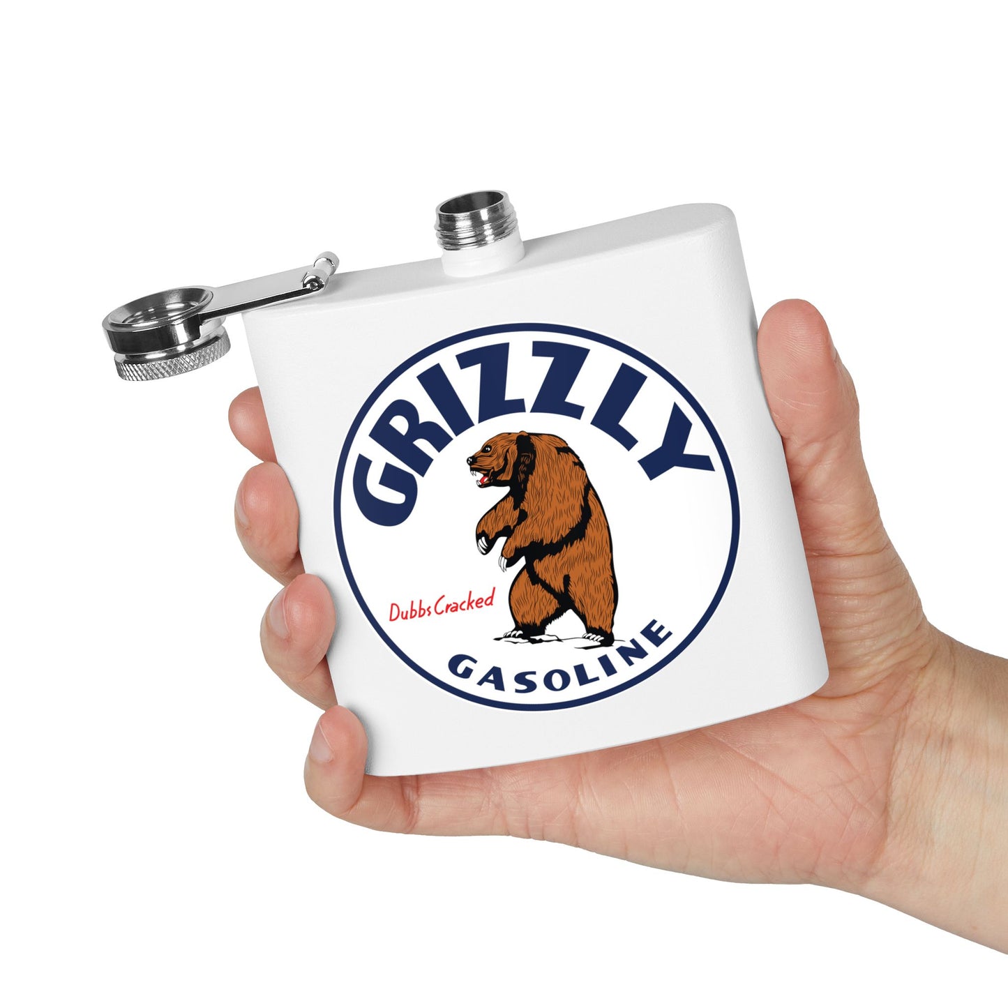 Grizzly Gasoline Flask — Vintage Montana Petroliana Gift | The Faded Label Co.