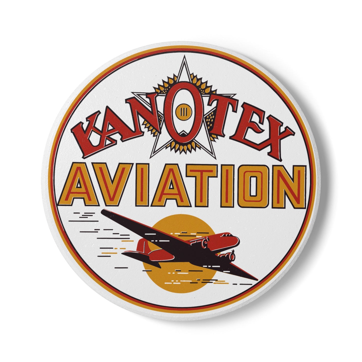 Kanotex Aviation Ceramic Coaster — Vintage Petroliana Gift | The Faded Label Co.