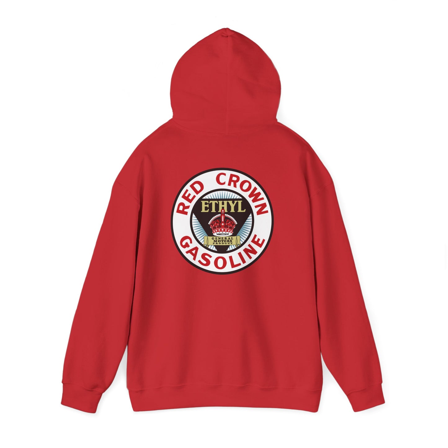 Red Crown Ethyl  Gasoline Logo Hoodie — Vintage Ethyl Oil Company Pullover
