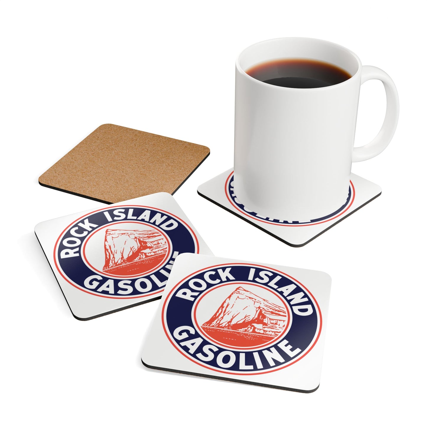 Rock Island Gasoline Coaster Set — Vintage Petroliana Gift | The Faded Label Co.