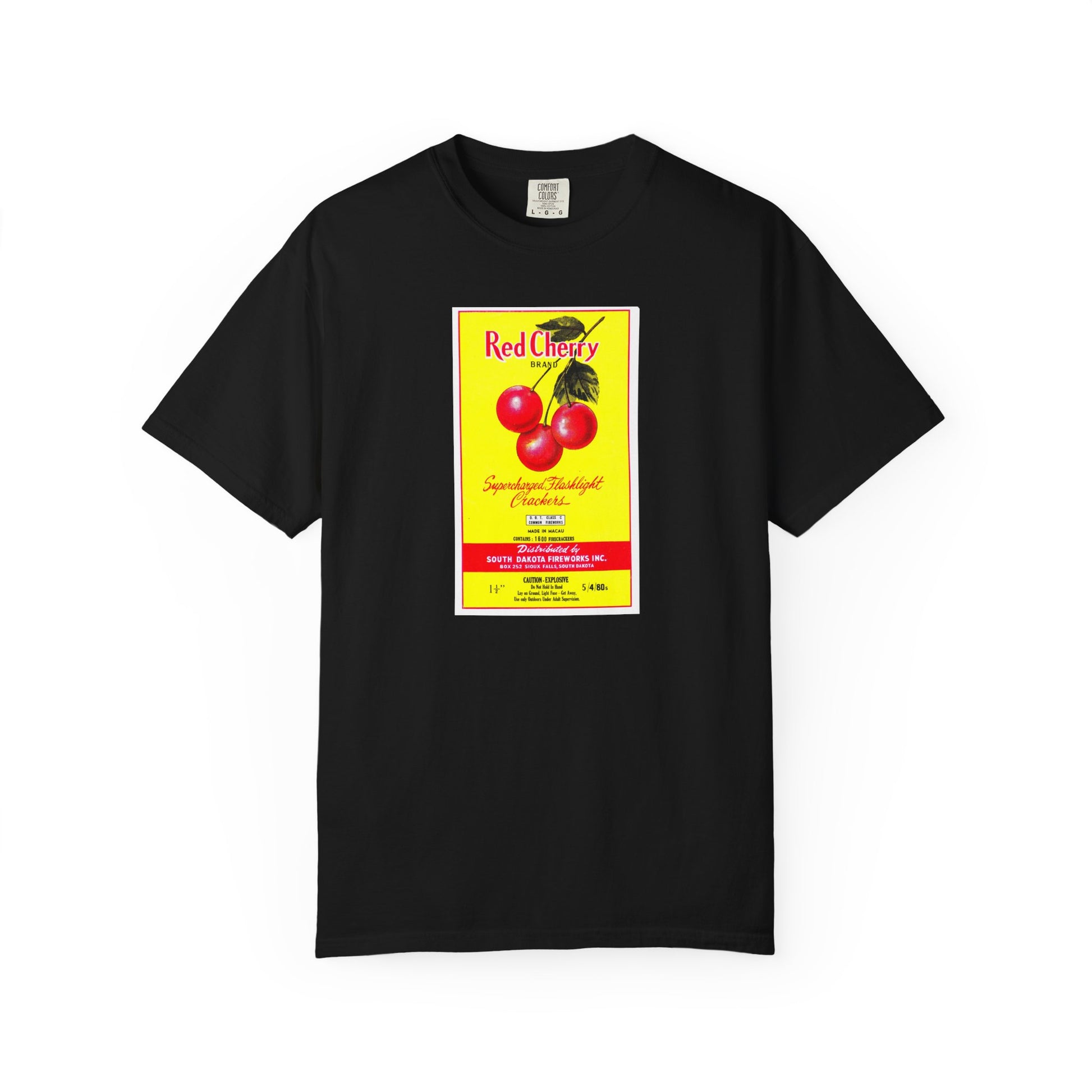 Red Cherry Brand Firecrackers t-shirt Ivory — vintage mid-century fireworks graphic tee — The Faded Label Co.