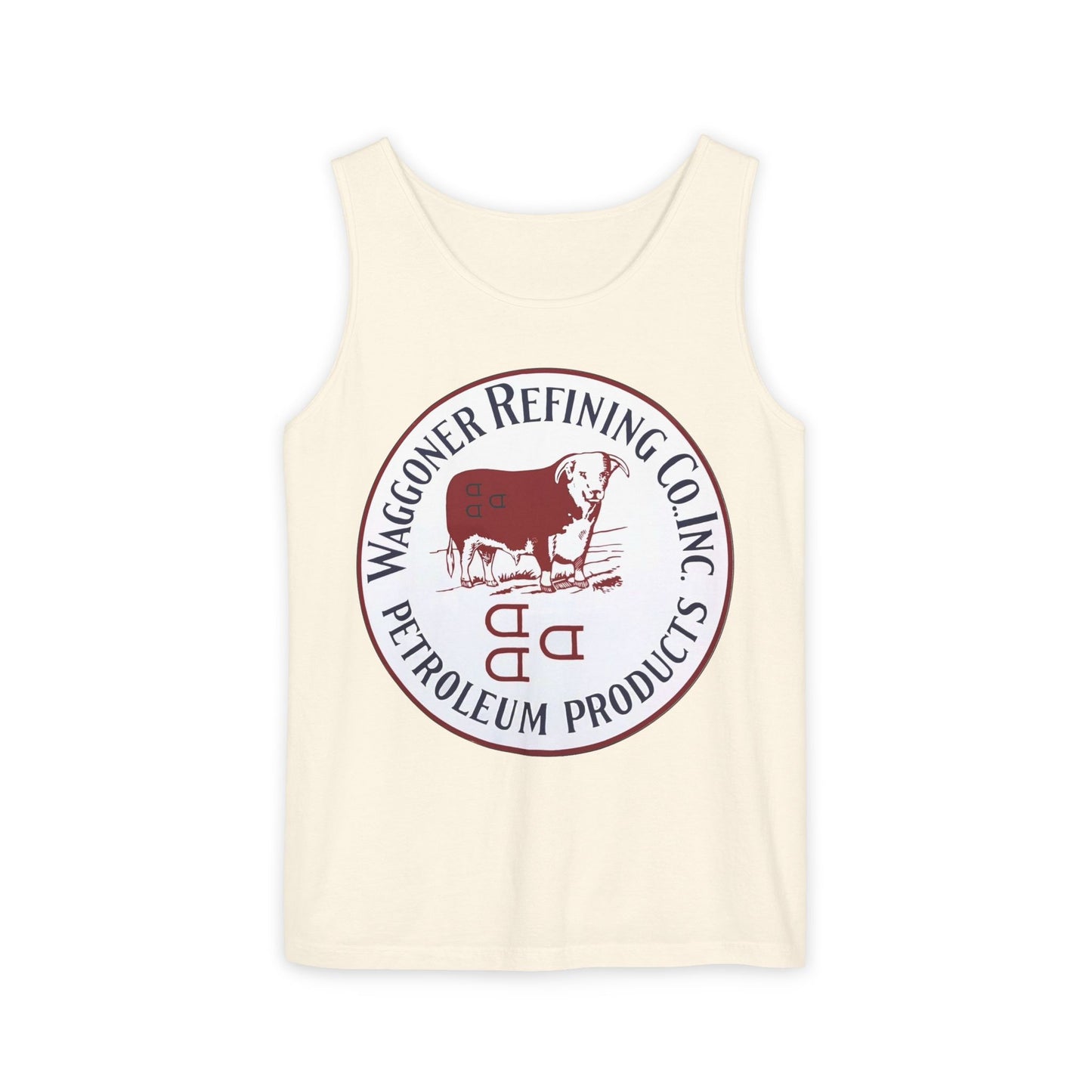 Waggoner Refining Co. unisex tank top black — vintage Texas petroliana apparel — The Faded Label Co.