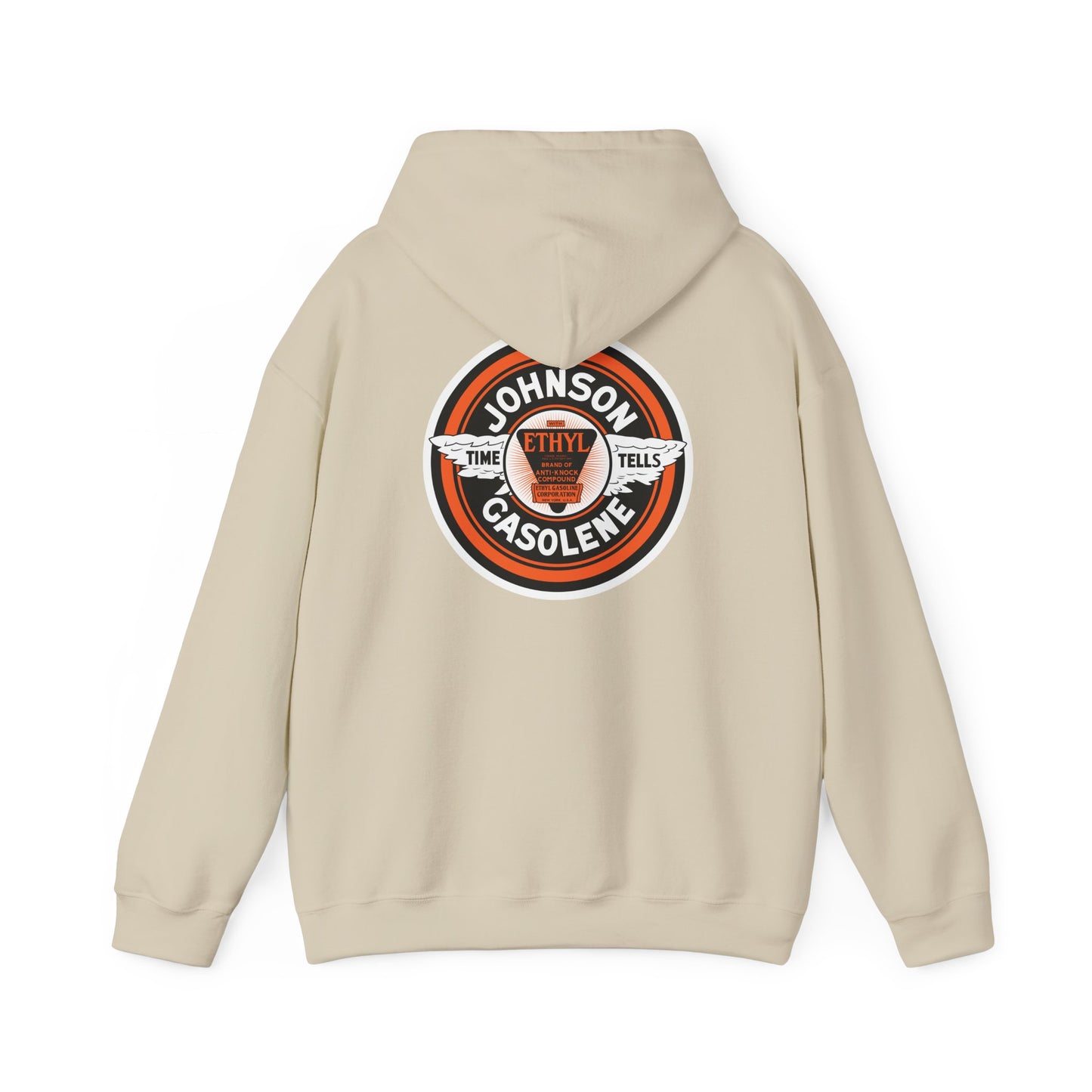 Vintage Johnson Gasolene Logo Hoodie — Retro Petrol Station Sweatshirt
