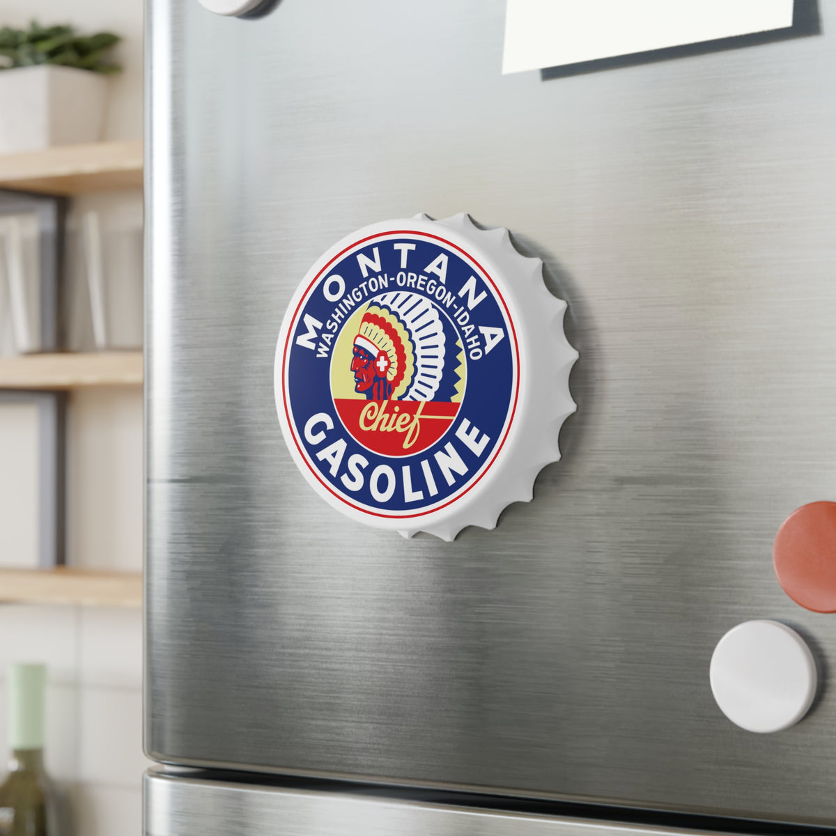 Montana Chief Gasoline Bottle Opener — Vintage Inland Empire Petroliana Gift | The Faded Label Co.