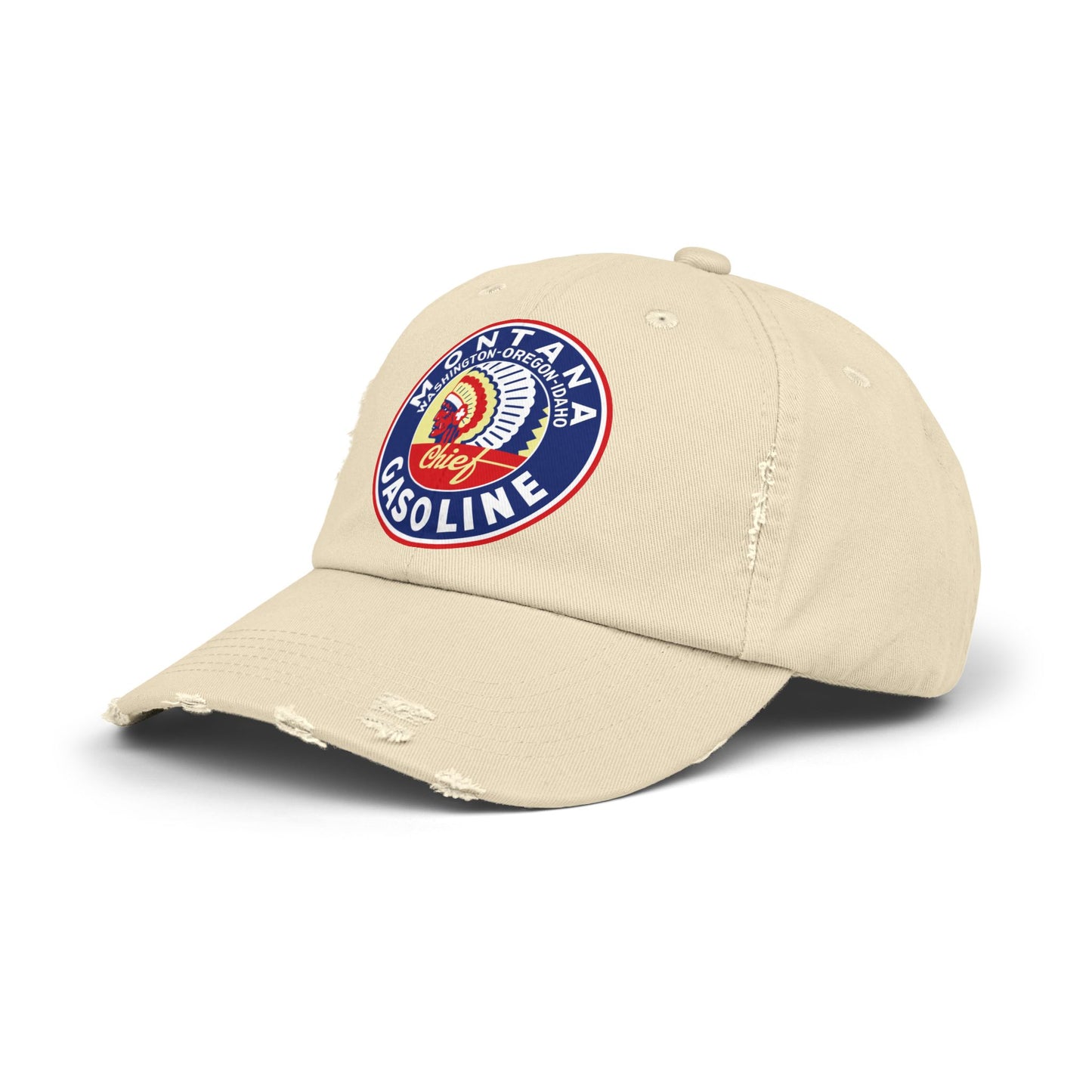 Montana Chief Gasoline Distressed Cap — Vintage Inland Empire Petroliana Hat | The Faded Label Co.