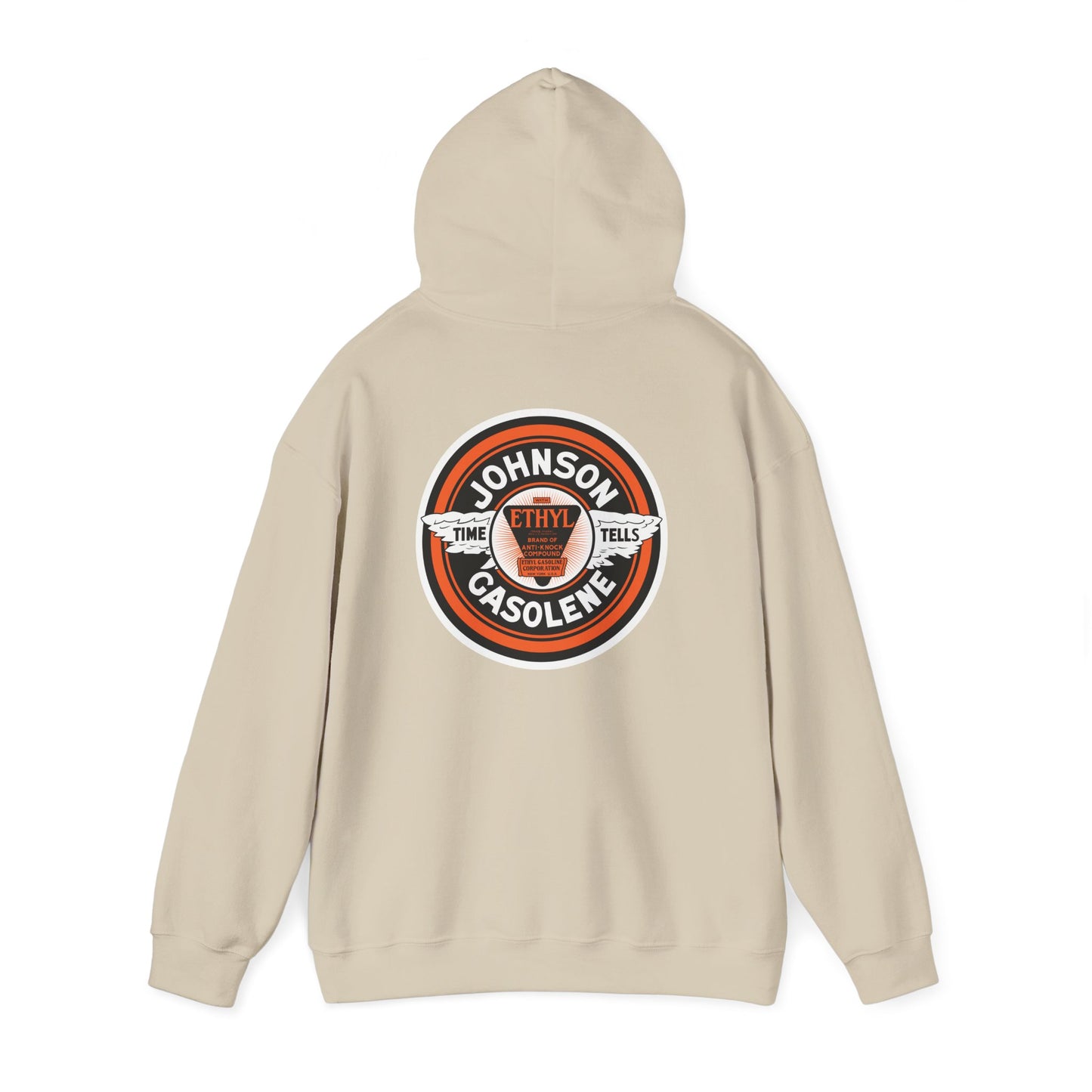 Vintage Johnson Gasolene Logo Hoodie — Retro Petrol Station Sweatshirt