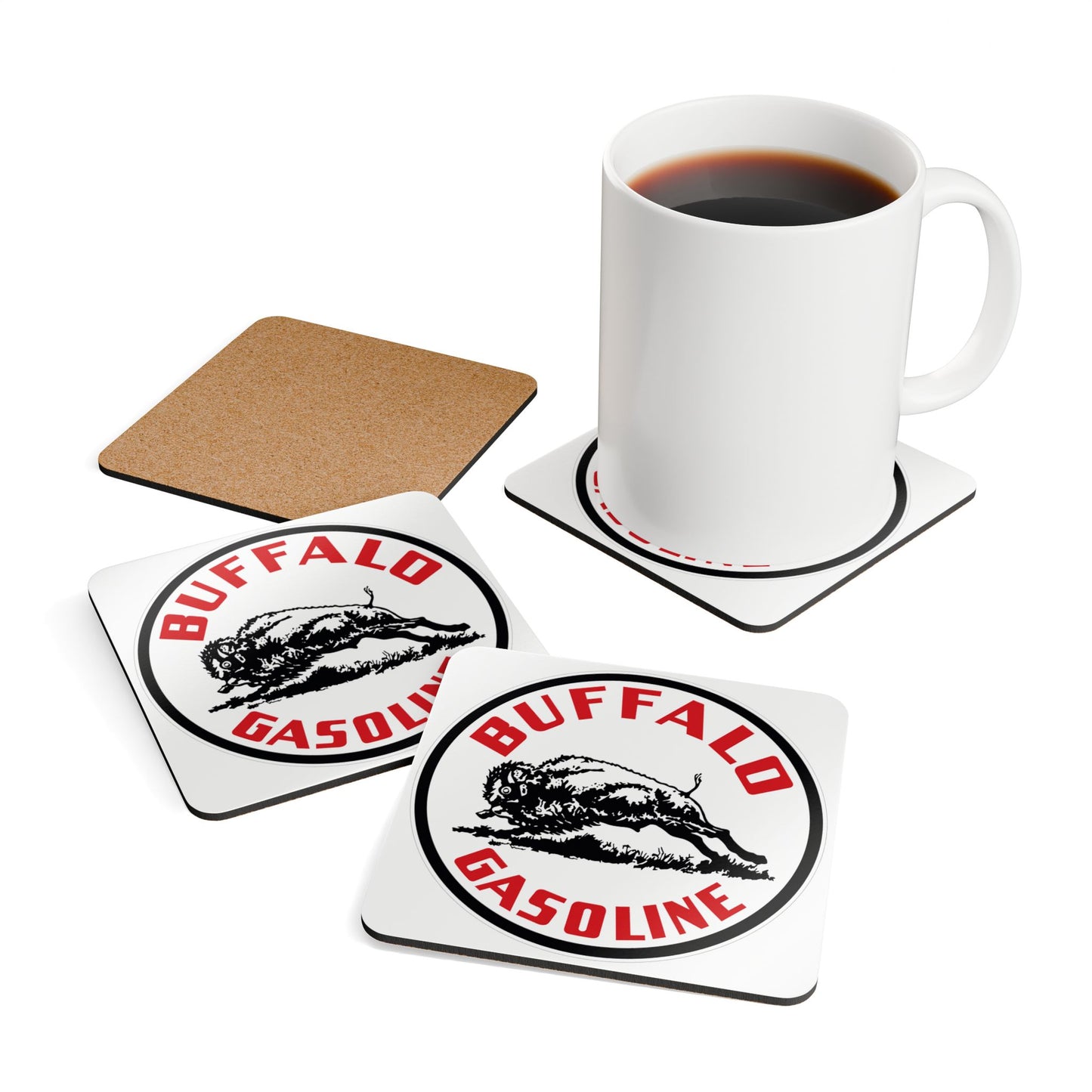 Buffalo Gasoline Coaster Set — Vintage Petroliana Gift | The Faded Label Co.