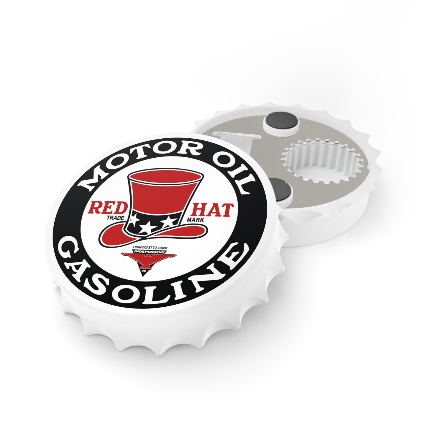 Red Hat Motor Oil & Gasoline Bottle Opener — Vintage Rare Petroliana Gift | The Faded Label Co.