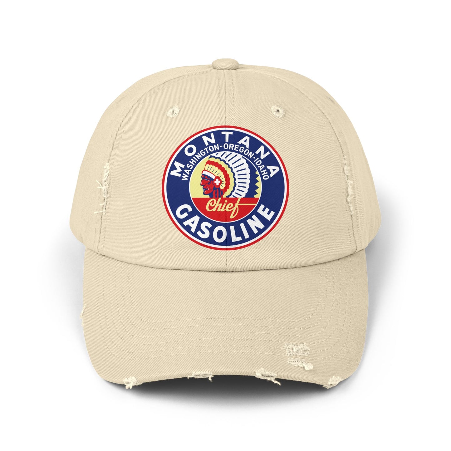 Montana Chief Gasoline Distressed Cap — Vintage Inland Empire Petroliana Hat | The Faded Label Co.