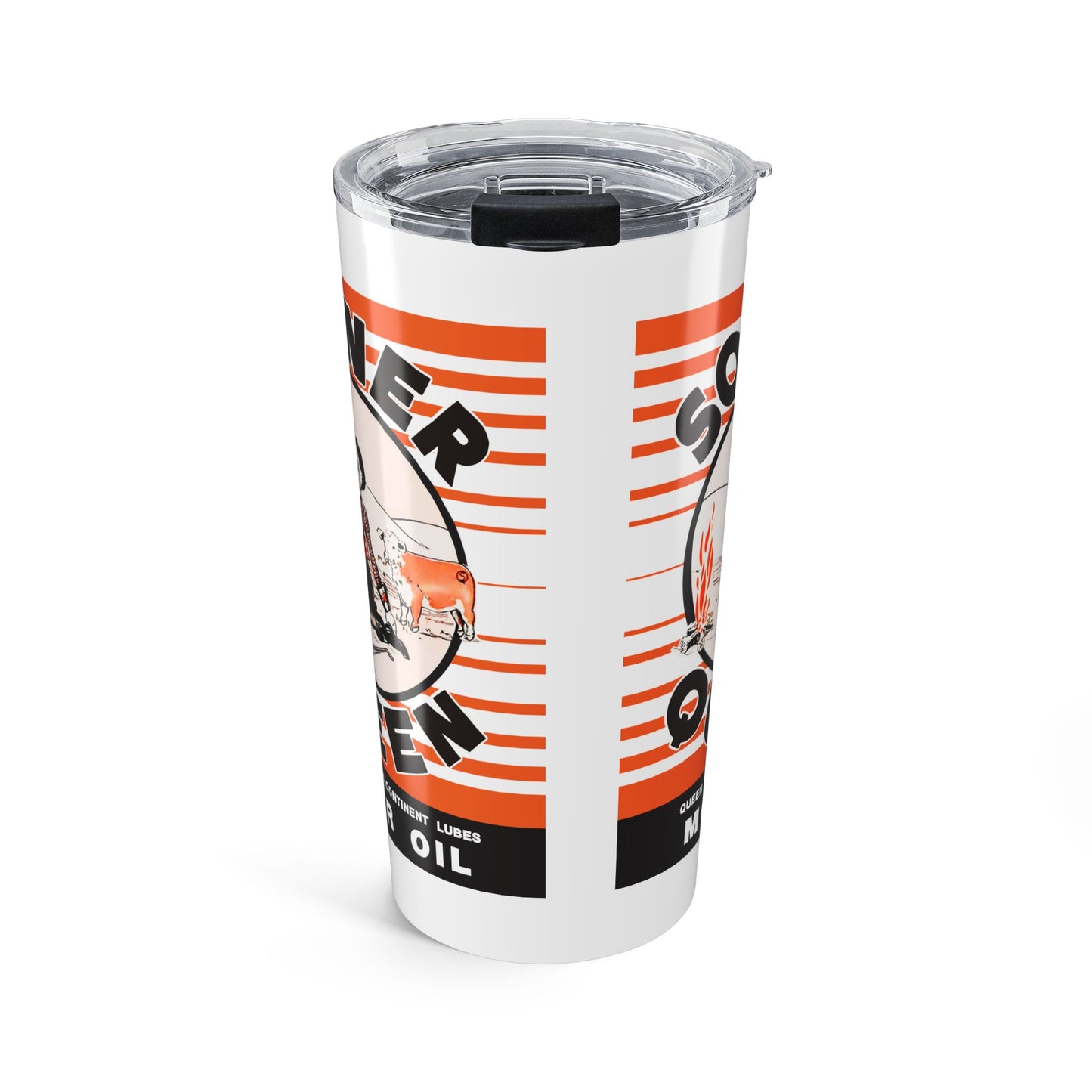 sooner queen 20oz Retro Oil Company Travel Tumbler — Vintage Gas Station Design