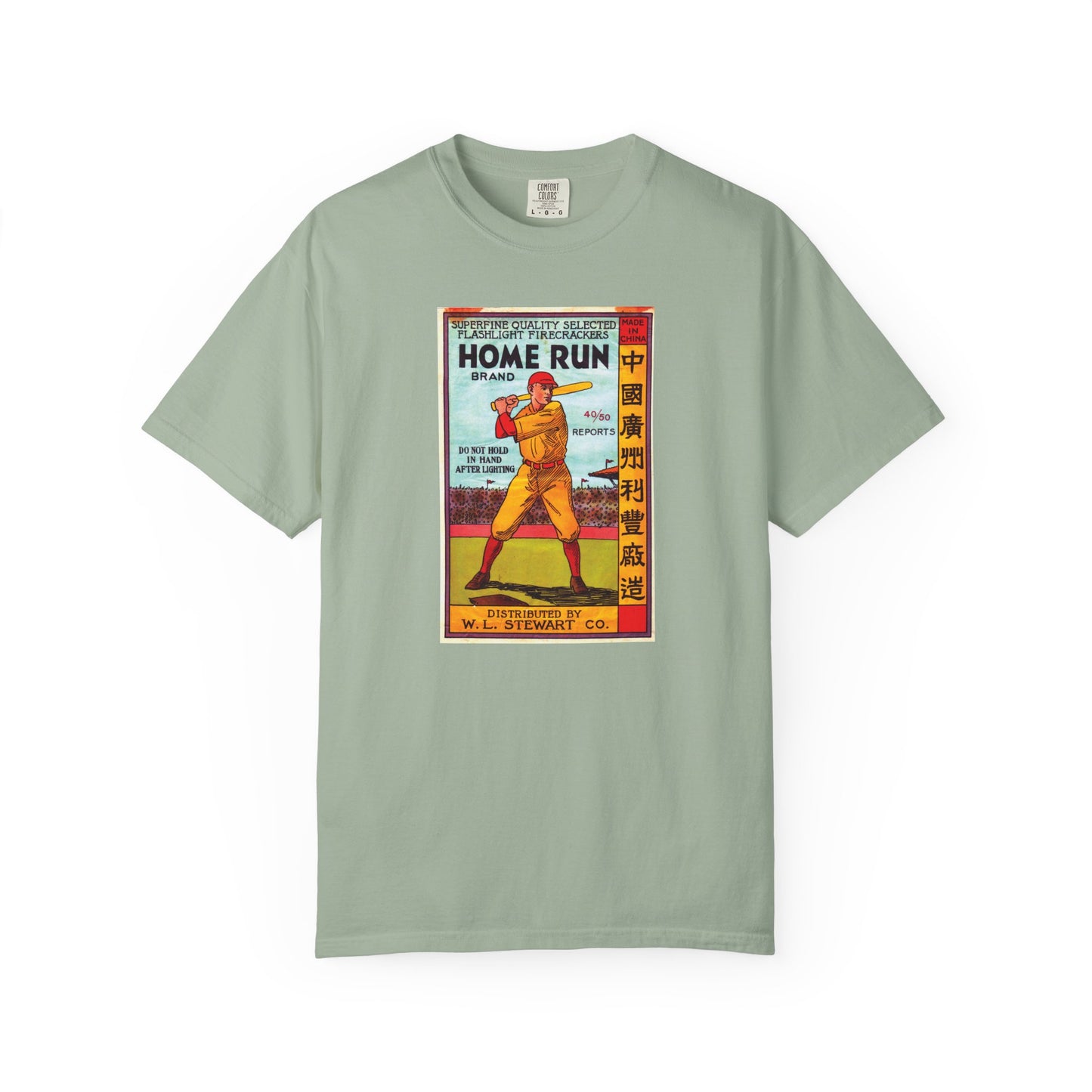Home Run Firecrackers t-shirt blue jean — Comfort Colors garment-dyed — The Faded Label Co.